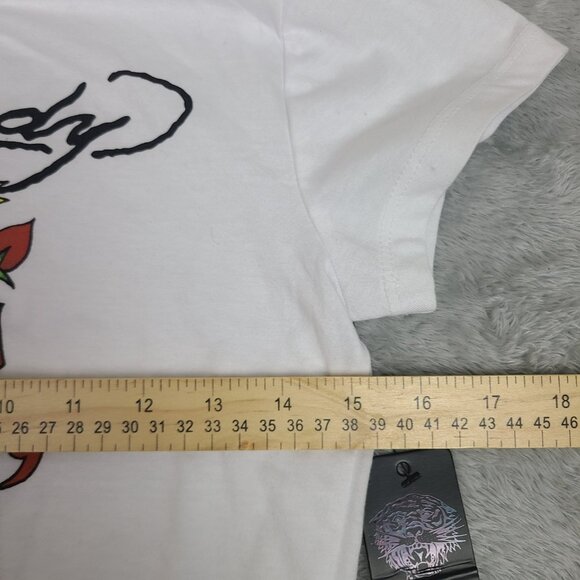Ed Hardy T Shirt Kids Size Medium True to My Love Front Logo White - Picture 3 of 6